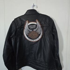 Harley-Davidson Black Leather Jacket with Anniversary Patch
